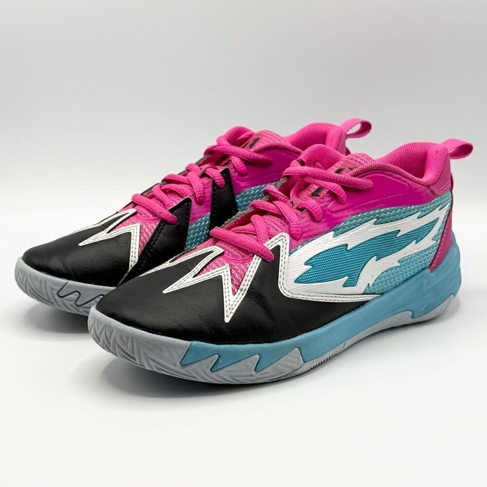 Puma Scoot Zeros in Northern Lights Pink Blue Leather Sneakers - Kids US 3 / EU